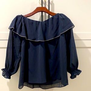 Navy blouse with silver trim XS